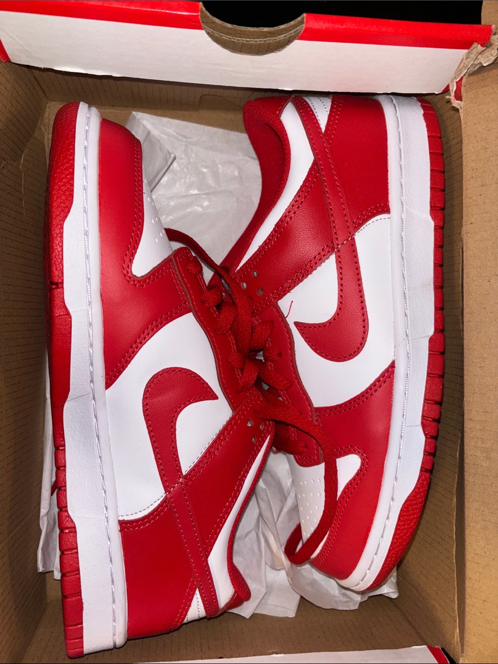 Nike Kids Red and White Low-Top Sneakers